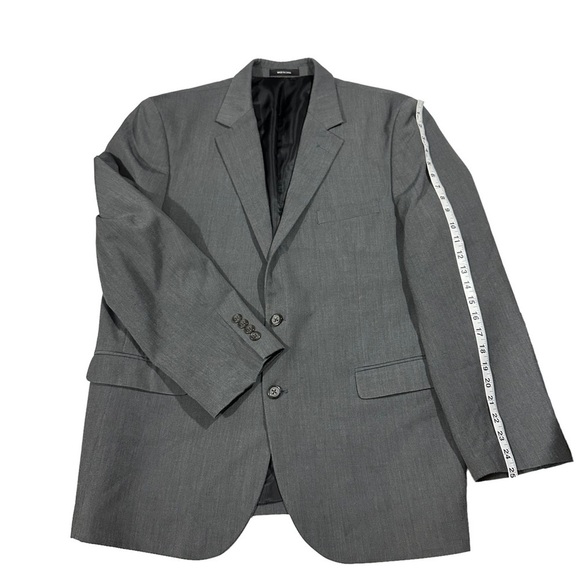 Van Heusen Men Light Grey Crosshatch Pattern 2 Button Suit Jacket Sz 44R EUC - Picture 11 of 12